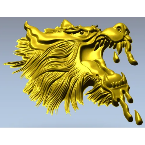 Molten Wolf Head - high-relief STL 3D model for CNC
