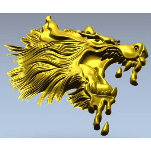 Molten Wolf Head - high-relief STL 3D model for CNC