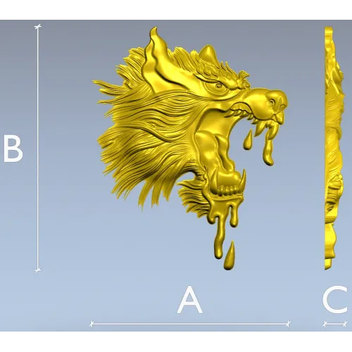 Molten Wolf Head - high-relief STL 3D model for CNC