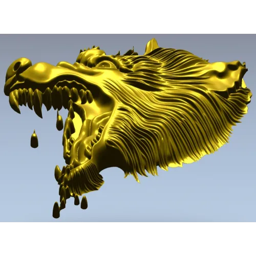 Яростная голова волка - 3D модель STL для ЧПУ