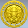 Lion Head Medallion STL 3D Model for CNC