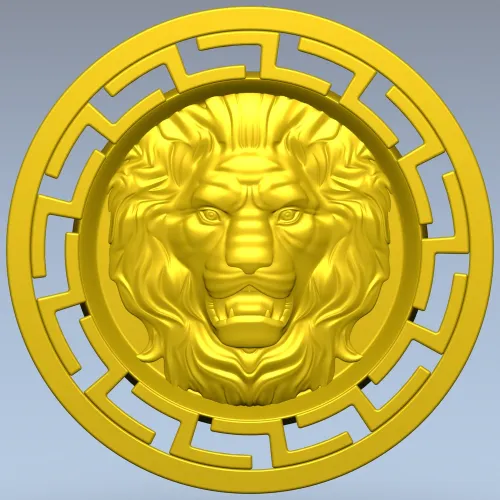 Lion Head Medallion STL 3D Model for CNC