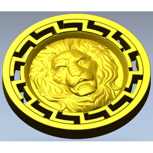 Lion Head Medallion STL 3D Model for CNC