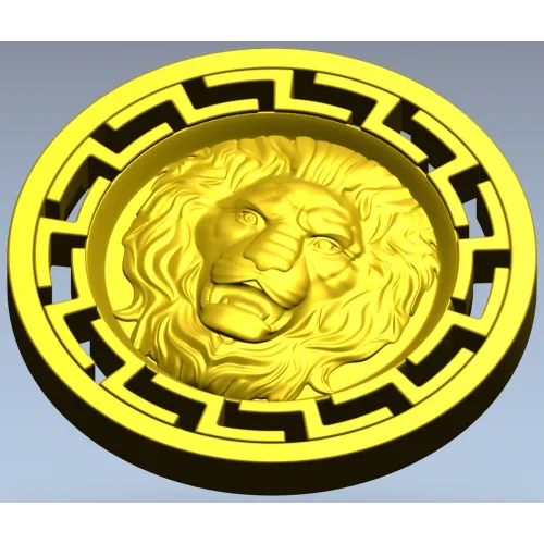 Lion Head Medallion STL 3D Model for CNC
