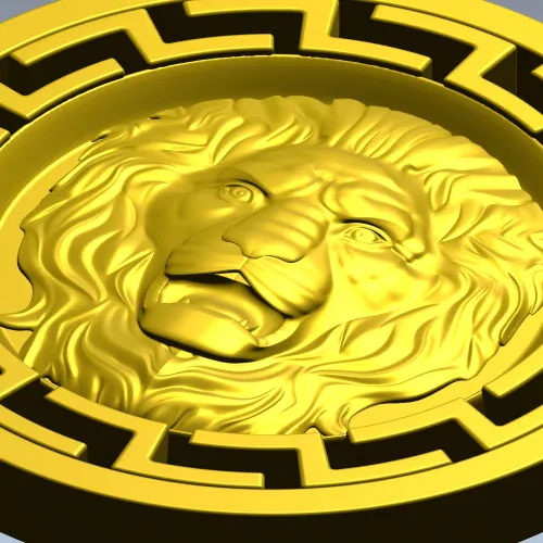 Lion Head Medallion STL 3D Model for CNC