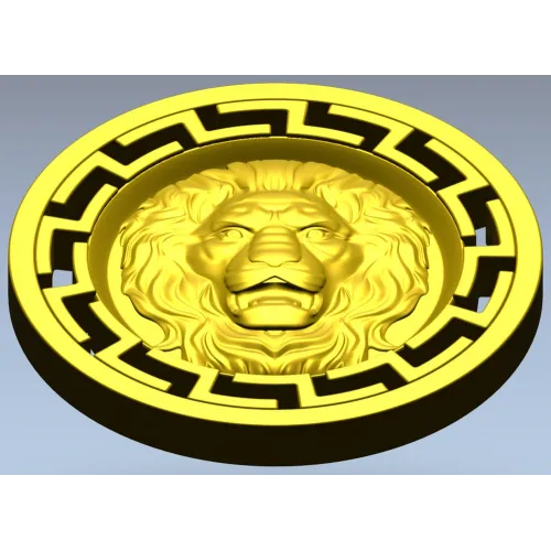 Lion Head Medallion STL 3D Model for CNC
