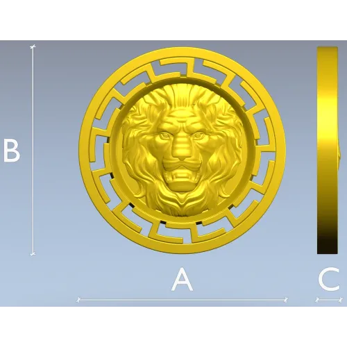 Lion Head Medallion STL 3D Model for CNC