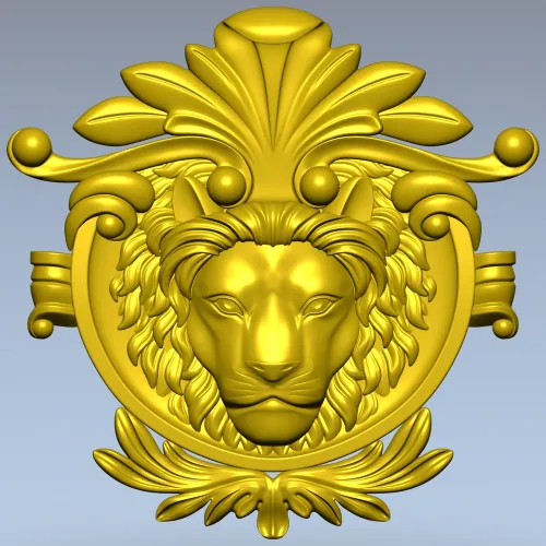 Рельефная голова льва в медальоне - 3D модель STL для ЧПУ