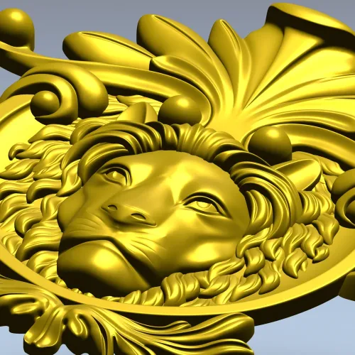 Рельефная голова льва в медальоне - 3D модель STL для ЧПУ