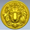 Рельефная голова льва - круглый медальон STL для ЧПУ