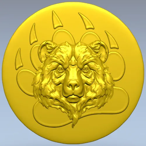 Bear Head Medallion STL for CNC