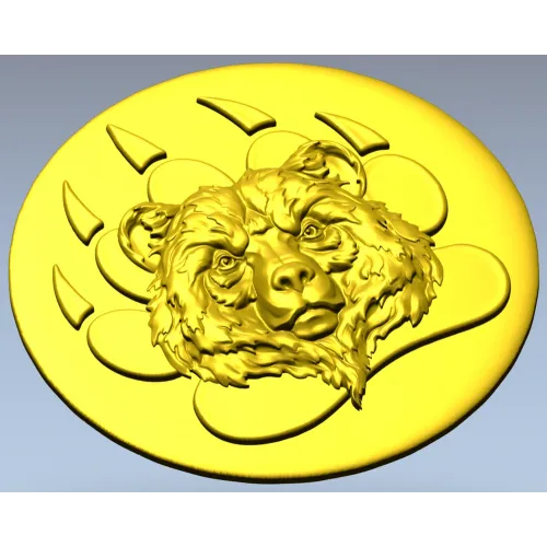 Bear Head Medallion STL for CNC