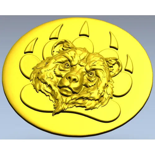 Bear Head Medallion STL for CNC