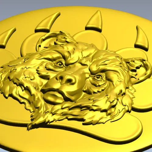 Bear Head Medallion STL for CNC