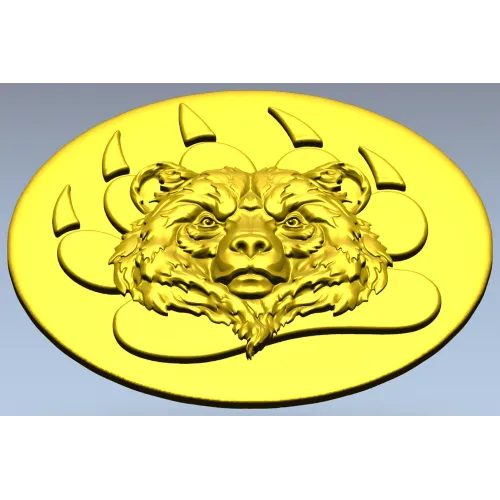 Bear Head Medallion STL for CNC