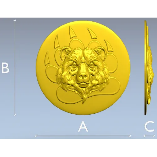 Bear Head Medallion STL for CNC