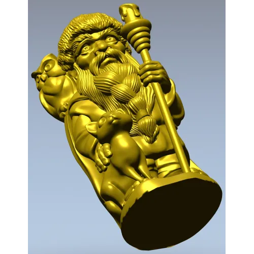 Лесной Старец с совой и кошкой - 3D модель STL для ЧПУ