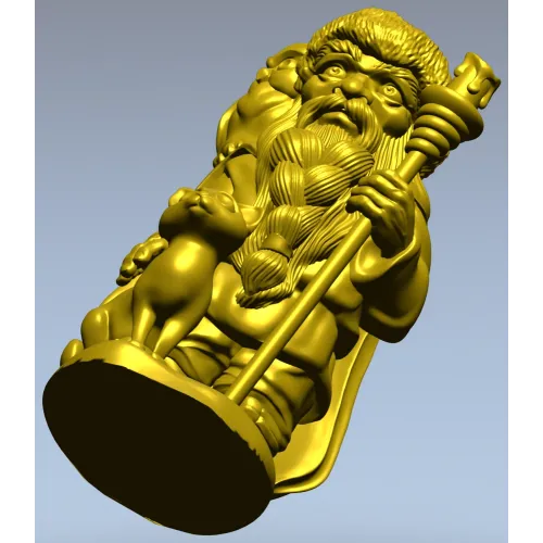 Лесной Старец с совой и кошкой - 3D модель STL для ЧПУ