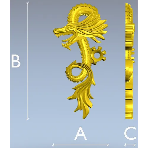Ornamental Dragon STL for CNC - high-relief decorative 3D model