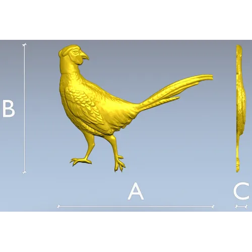 Pheasant bas-relief STL model for CNC