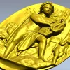 Lyre Player High-Relief Medallion STL
