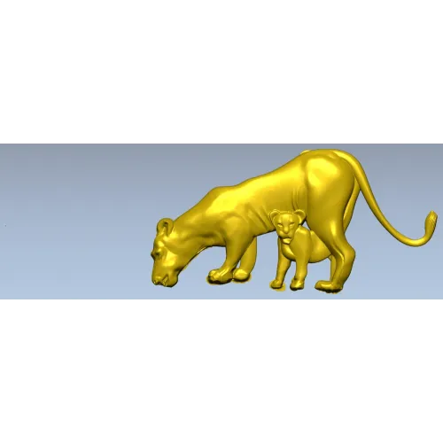 Lioness with Cub bas-relief STL - 3D model for CNC milling