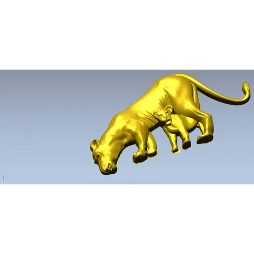 Lioness with Cub bas-relief STL - 3D model for CNC milling