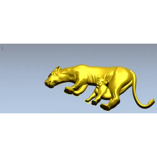 Lioness with Cub bas-relief STL - 3D model for CNC milling