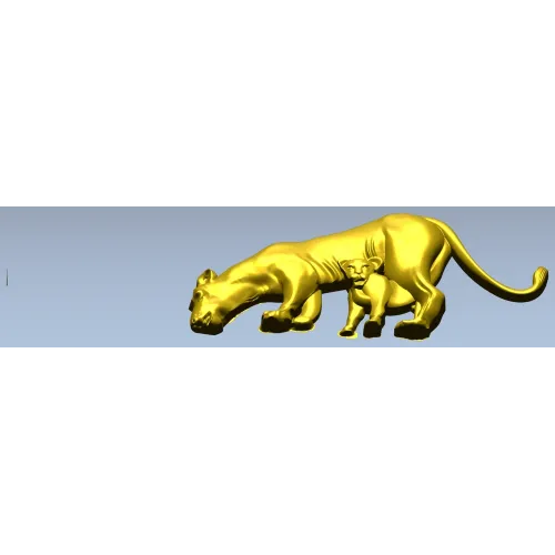 Lioness with Cub bas-relief STL - 3D model for CNC milling