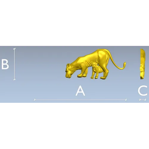 Lioness with Cub bas-relief STL - 3D model for CNC milling