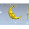3D модель STL - Луна с лицом и звёздами для ЧПУ