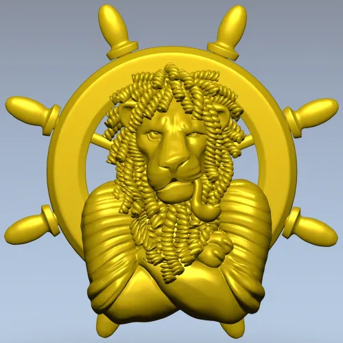 Капитан-Лев - 3D модель STL для ЧПУ, барельефный морской декор