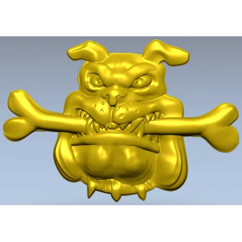 Мультяшный бульдог с косточкой - STL 3D модель для ЧПУ
