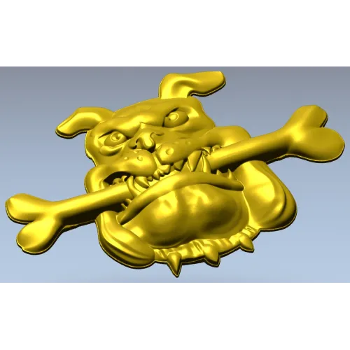 Мультяшный бульдог с косточкой - STL 3D модель для ЧПУ