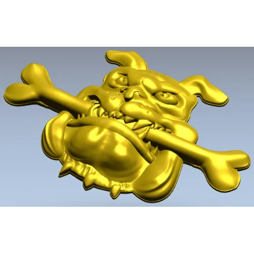 Мультяшный бульдог с косточкой - STL 3D модель для ЧПУ