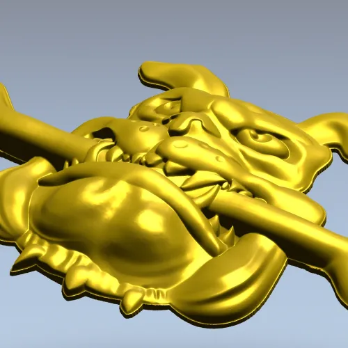 Мультяшный бульдог с косточкой - STL 3D модель для ЧПУ