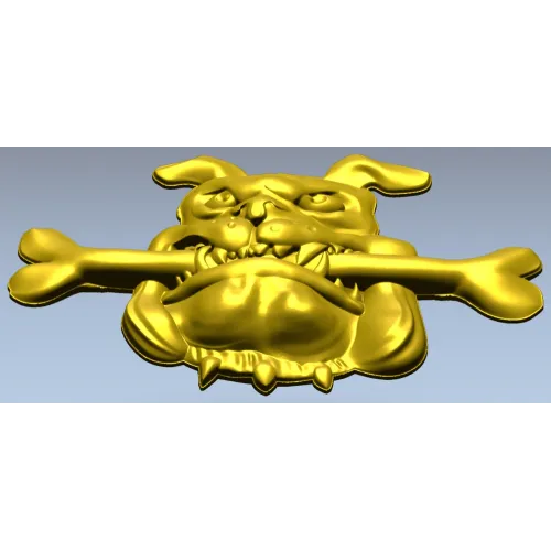 Мультяшный бульдог с косточкой - STL 3D модель для ЧПУ