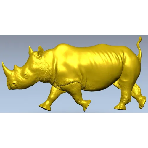 Rhinoceros High-Relief 3D STL for CNC Carving