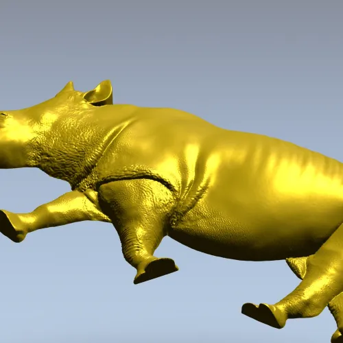 Rhinoceros High-Relief 3D STL for CNC Carving