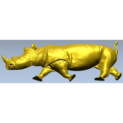 Rhinoceros High-Relief 3D STL for CNC Carving