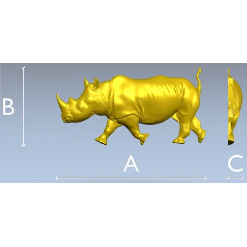 Rhinoceros High-Relief 3D STL for CNC Carving