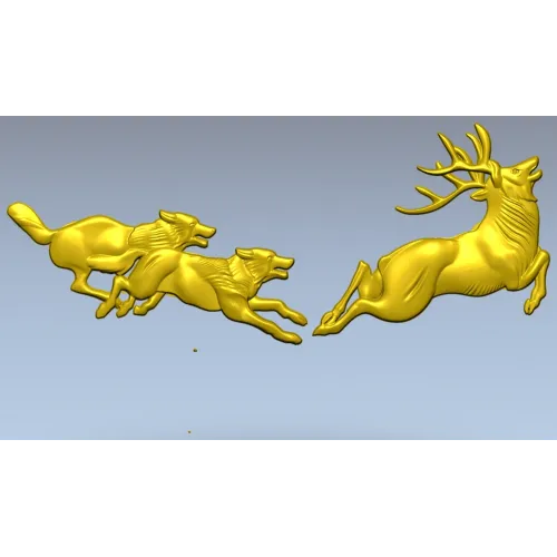 Охота на оленя - рельефная 3D модель STL для ЧПУ