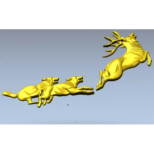 Охота на оленя - рельефная 3D модель STL для ЧПУ