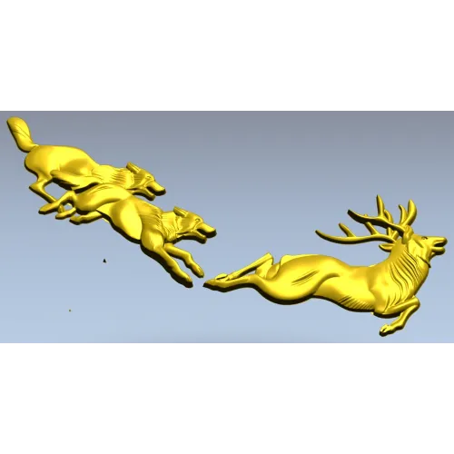 Охота на оленя - рельефная 3D модель STL для ЧПУ