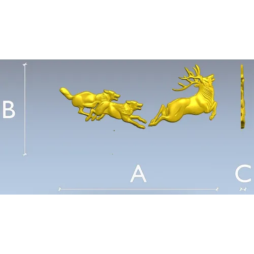 Охота на оленя - рельефная 3D модель STL для ЧПУ