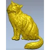 Fluffy Sitting Cat - CNC-ready STL Relief