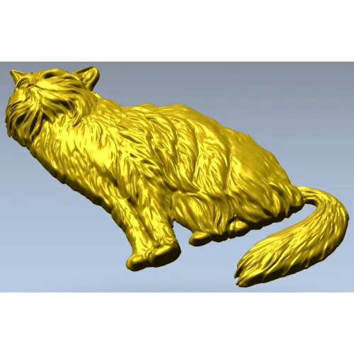Fluffy Sitting Cat - CNC-ready STL Relief