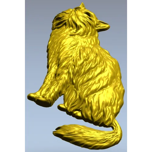 Fluffy Sitting Cat - CNC-ready STL Relief