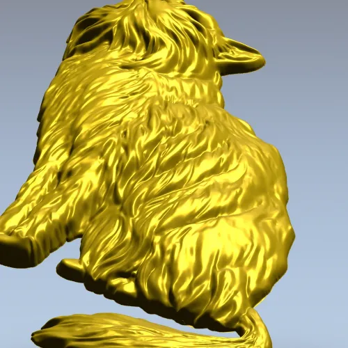 Fluffy Sitting Cat - CNC-ready STL Relief