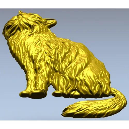 Fluffy Sitting Cat - CNC-ready STL Relief